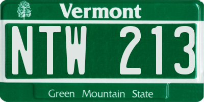 VT license plate NTW213