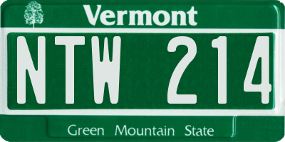 VT license plate NTW214