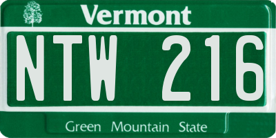 VT license plate NTW216