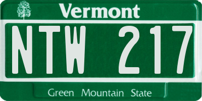 VT license plate NTW217