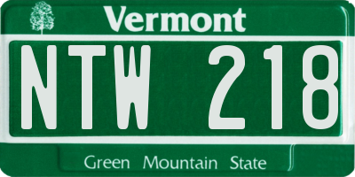 VT license plate NTW218