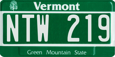 VT license plate NTW219