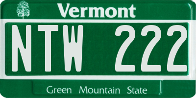 VT license plate NTW222