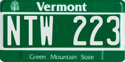VT license plate NTW223