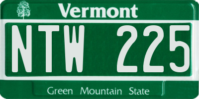 VT license plate NTW225