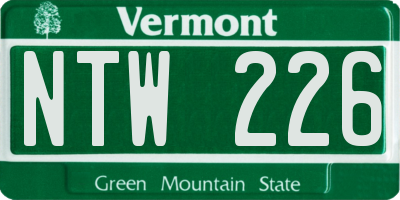 VT license plate NTW226