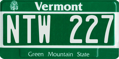 VT license plate NTW227