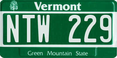 VT license plate NTW229