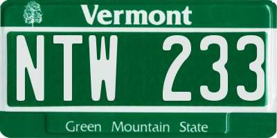 VT license plate NTW233