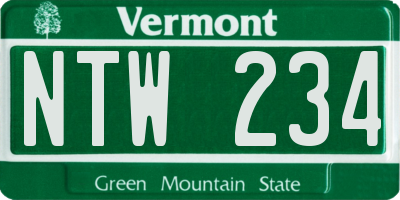 VT license plate NTW234