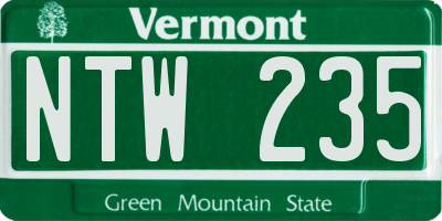 VT license plate NTW235
