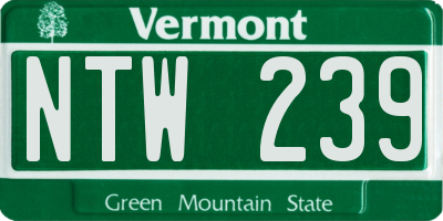 VT license plate NTW239