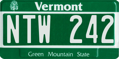 VT license plate NTW242