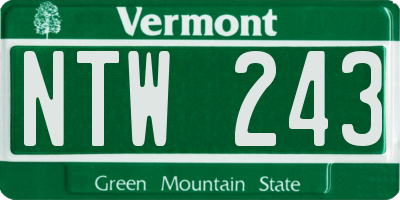 VT license plate NTW243