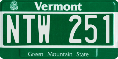 VT license plate NTW251