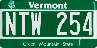 VT license plate NTW254