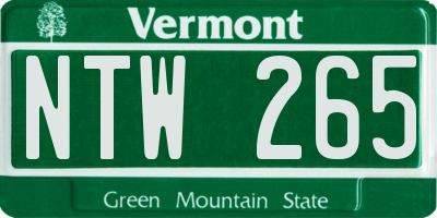 VT license plate NTW265