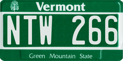 VT license plate NTW266