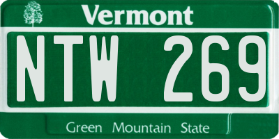 VT license plate NTW269