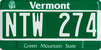 VT license plate NTW274