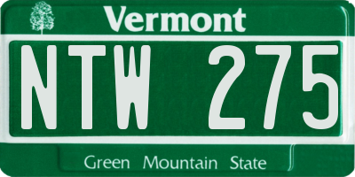 VT license plate NTW275