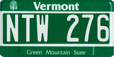 VT license plate NTW276