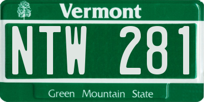 VT license plate NTW281