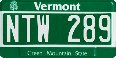 VT license plate NTW289