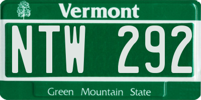 VT license plate NTW292