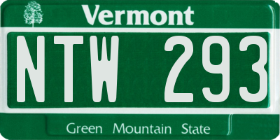 VT license plate NTW293