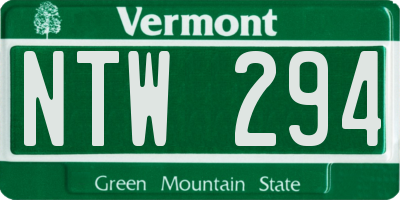 VT license plate NTW294