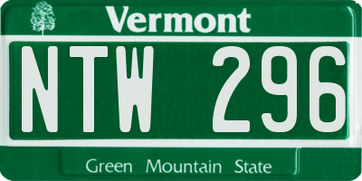 VT license plate NTW296
