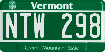 VT license plate NTW298