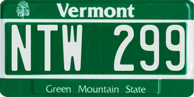 VT license plate NTW299