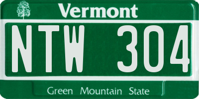 VT license plate NTW304