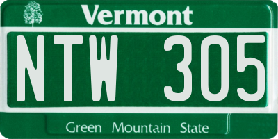 VT license plate NTW305