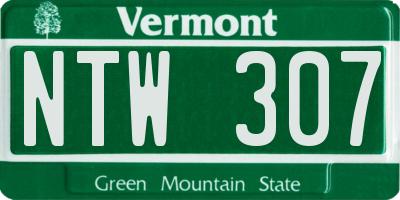 VT license plate NTW307