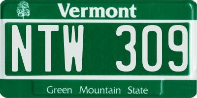 VT license plate NTW309