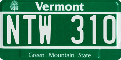VT license plate NTW310