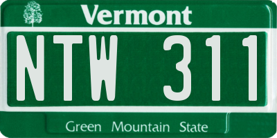 VT license plate NTW311