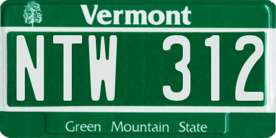 VT license plate NTW312