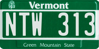 VT license plate NTW313