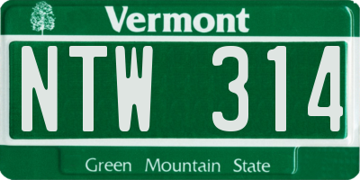 VT license plate NTW314