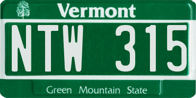 VT license plate NTW315