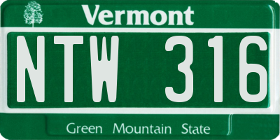 VT license plate NTW316