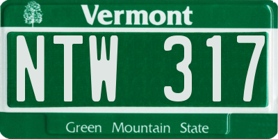 VT license plate NTW317
