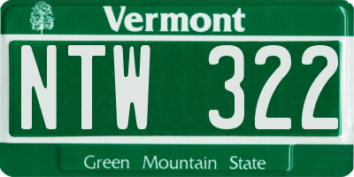 VT license plate NTW322