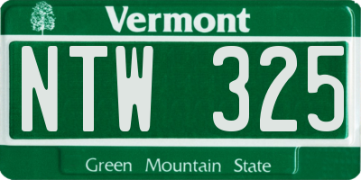 VT license plate NTW325