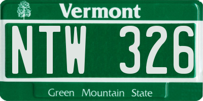 VT license plate NTW326