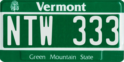 VT license plate NTW333